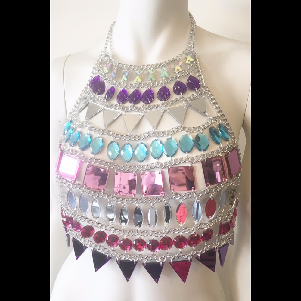 Claudia Pink Jewel Top - handmade SM/MD